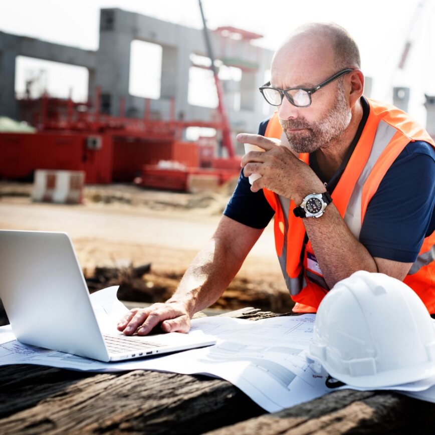 man working on laptop